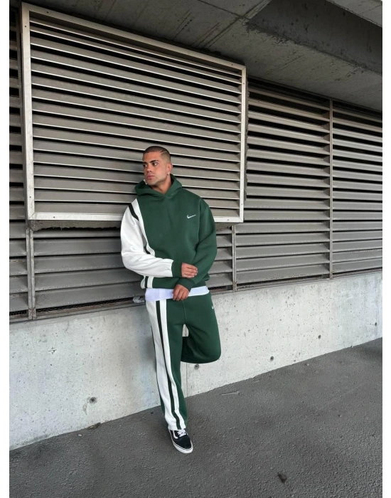 YAN ALT ÜST ŞERİT NK OVERSİZE EŞOFMAN TAKIMI YEŞİL