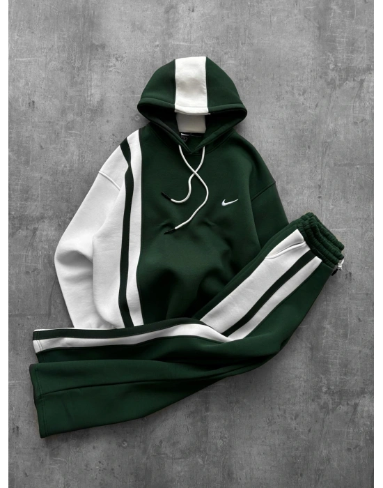 YAN ALT ÜST ŞERİT NK OVERSİZE EŞOFMAN TAKIMI YEŞİL