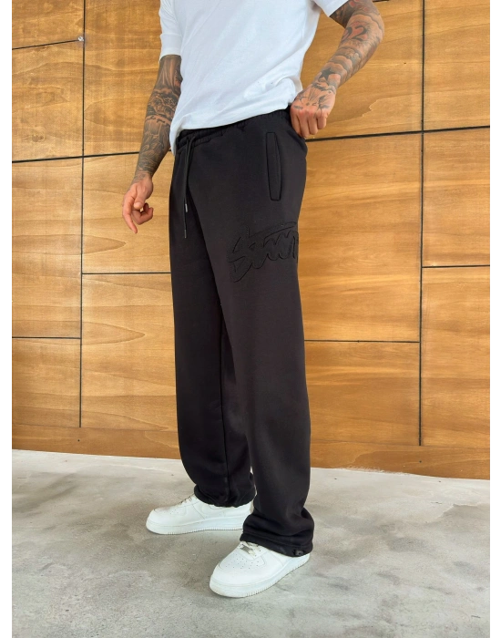 YAN BÜYÜK NAKIŞLI STW BAGGY EŞOFMAN SİYAH