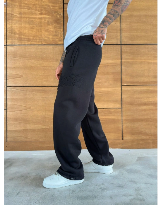 YAN BÜYÜK NAKIŞLI STW BAGGY EŞOFMAN SİYAH