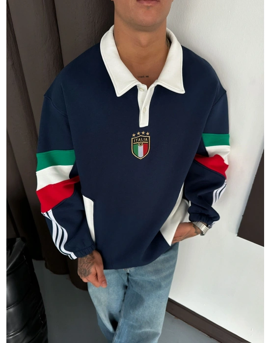 YANLARDAN PARÇALI İTALY POLO YAKA SWEAT LACİ