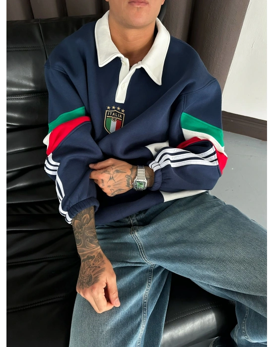 YANLARDAN PARÇALI İTALY POLO YAKA SWEAT LACİ