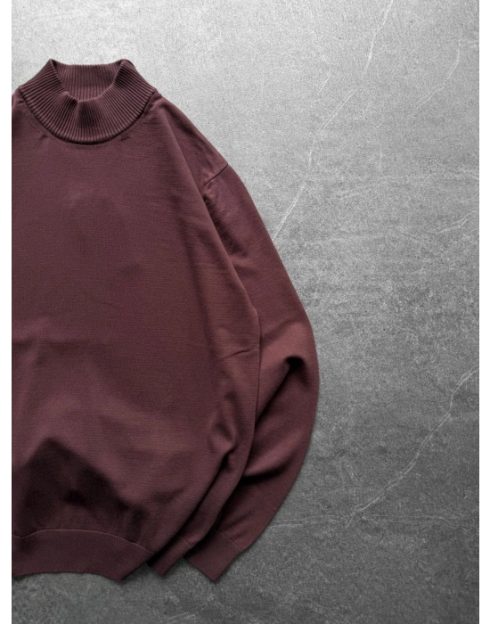 YARIM BALIKÇI YAKA YÜZDE YÜZ PAMUK TRİKO BORDO