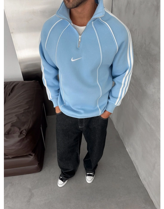 YARIM FERMUAR NK FUL BİYELİ OVERSİZE SWEAT BEBEMAVİ