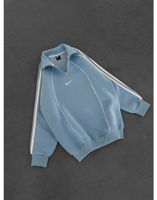 YARIM FERMUAR NK FUL BİYELİ OVERSİZE SWEAT BEBEMAVİ