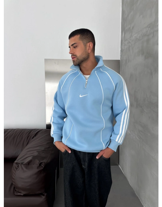 YARIM FERMUAR NK FUL BİYELİ OVERSİZE SWEAT BEBEMAVİ