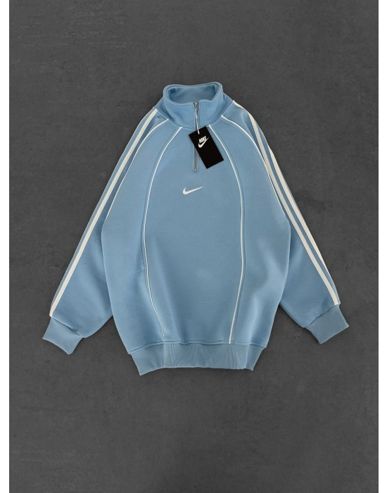 YARIM FERMUAR NK FUL BİYELİ OVERSİZE SWEAT BEBEMAVİ