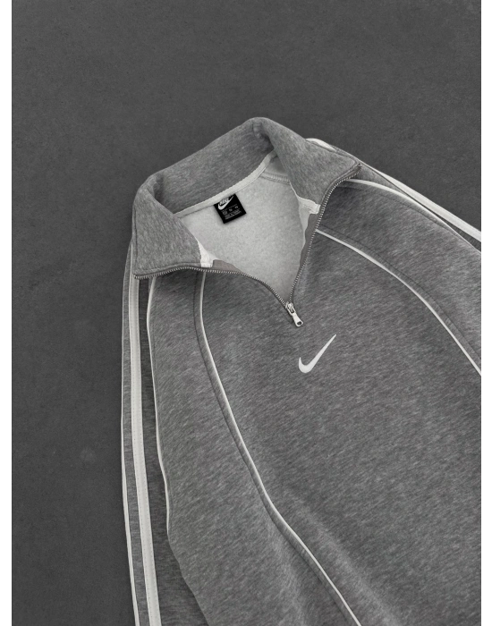 YARIM FERMUAR NK FUL BİYELİ OVERSİZE SWEAT GRİ