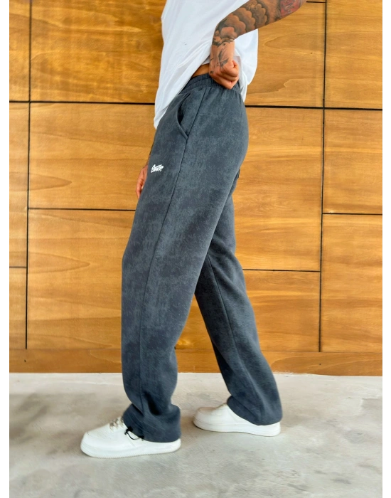 YIKAMALI CEP NAKIŞLI BAGGY EŞOFMAN GRİ