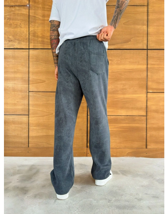 YIKAMALI CEP NAKIŞLI BAGGY EŞOFMAN GRİ