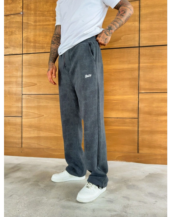 YIKAMALI CEP NAKIŞLI BAGGY EŞOFMAN GRİ