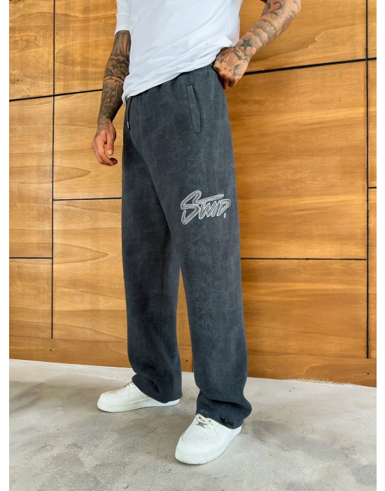 YIKAMALI NAKIŞLI BAGGY EŞOFMAN GRİ