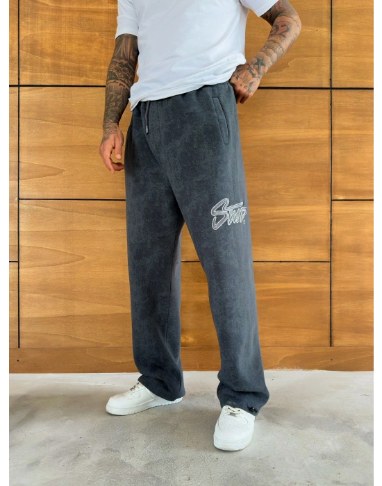 YIKAMALI NAKIŞLI BAGGY EŞOFMAN GRİ