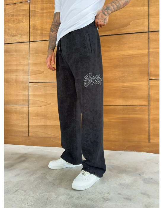 YIKAMALI NAKIŞLI BAGGY EŞOFMAN SİYAH