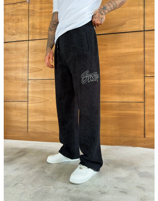 YIKAMALI NAKIŞLI BAGGY EŞOFMAN SİYAH