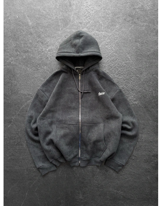 YIKAMALI STW OVERSİZE 3 İPLİK HIRKA FÜME