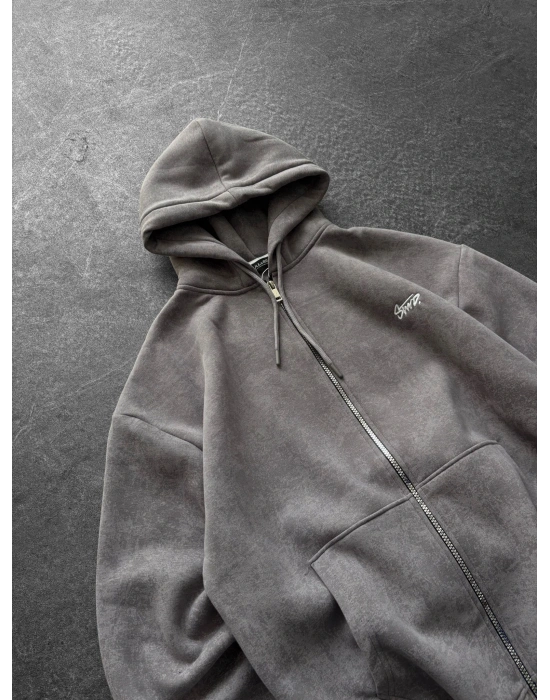 YIKAMALI STW OVERSİZE 3 İPLİK HIRKA GRİ