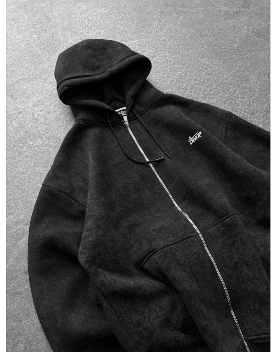 YIKAMALI STW OVERSİZE 3 İPLİK HIRKA SİYAH