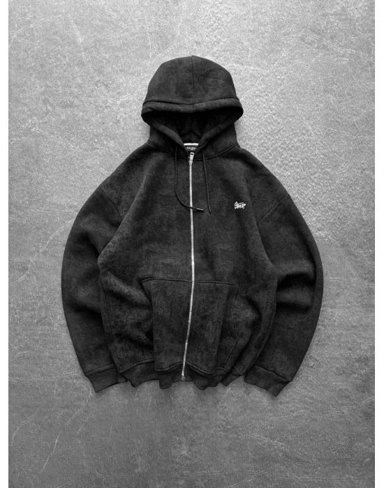 YIKAMALI STW OVERSİZE 3 İPLİK HIRKA SİYAH