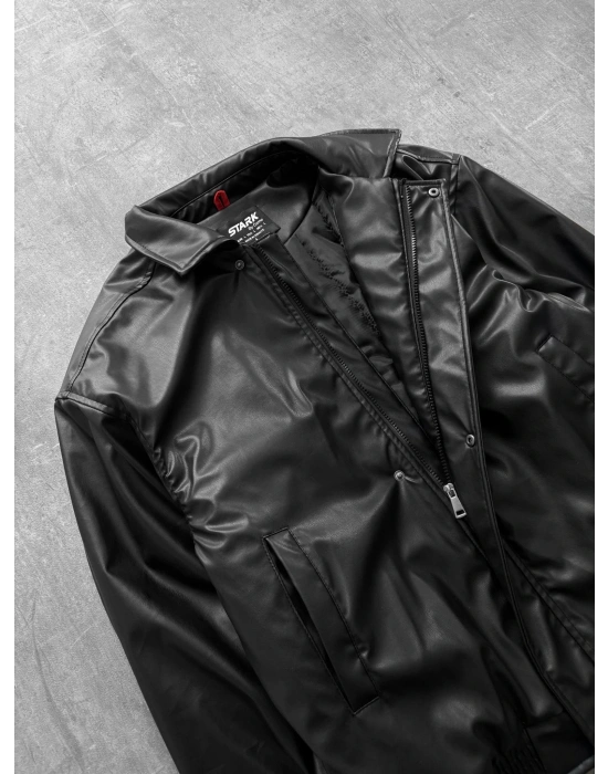 ZRA MODEL OVERSİZE DOLUMLU DERİ CEKET SİYAH