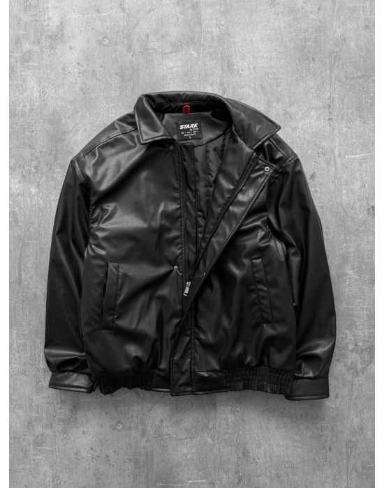 ZRA MODEL OVERSİZE DOLUMLU DERİ CEKET SİYAH