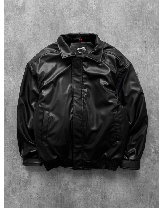 ZRA MODEL OVERSİZE DOLUMLU DERİ CEKET SİYAH