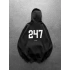 247 3 İPLİK ŞARDONLU KAPUŞONLU SWEAT SİYAH