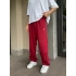 BAGGY KALIP PAÇA LASTİKLİ PLO EŞOFMAN ALTI KIRMIZI