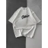 STW KABARTMA NAKIŞ BISIKLET YAKA OVERSIZE TSHIRT BEYAZ