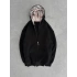 BB NAKIŞLI OVERSİZE 3 İPLİK PAMUKLU HIRKA SİYAH