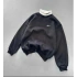 BOYUNLUK DETAY 3 İPLİK PAMUKLU KUMAŞ NAKIŞLI SWEAT SİYAH