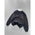 BOYUNLUK DETAY 3 İPLİK PAMUKLU KUMAŞ OVERSİZE SWEAT SİYAH