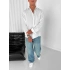 Gİ KENDİNDEN ŞERİTLİ GÖMLEK, KEMERLİ FUL BAGGY PANTOLON BEYAZ