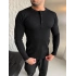 HENLEY YAKA FİTİLLİ UZUN KOLLU SLİM BADİ SİYAH