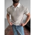 KALIN DÜZ ÇIZGILI POLO YAKA TIŞÖRT KAHVERENGI