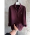 OVERSİZE KALIP NAKIŞLI KETEN GÖMLEK BORDO