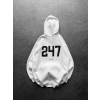 247 3 İPLİK ŞARDONLU KAPUŞONLU SWEAT BEYAZ