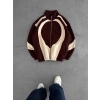 3 İPLİK OVAL PARÇALI YAKALI HIRKA KAHVE