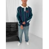 3 İPLİK PAMUKLU KUMAŞ ARS ŞERİTLİ POLO YAKA SWEAT