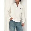 3 İPLİK PAMUKLU KUMAŞ NK YARIM FERMUAR SWEAT BEYAZ