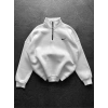 3 İPLİK PAMUKLU KUMAŞ NK YARIM FERMUAR SWEAT BEYAZ