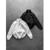 3 İPLİK PAMUKLU KUMAŞ NK YARIM FERMUAR SWEAT BEYAZ