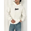 3 İPLİK PAMUKLU KUMAŞ STW KAPÜŞONLU SWEAT BEYAZ