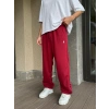 2 İPLİK KUMAŞ BAGGY KALIP PAÇA LASTİKLİ PLO EŞOFMAN ALTI KIRMIZI