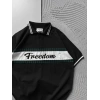 POLO YAKA FREEDOM TRIKO OVERSIZE TSHIRT SİYAH