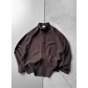POLO YAKA MODAL KUMAŞ OVERSIZE GÖMLEK KAHVE