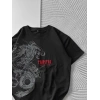 BİSİKLET YAKA EJDER TRAPSTAR NAKIŞ TSHİRT SİYAH