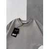 STW BEL BASKI BISIKLET YAKA OVERSIZE TSHIRT GRİ