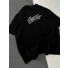 STW KABARTMA NAKIŞ BISIKLET YAKA OVERSIZE TSHIRT SİYAH