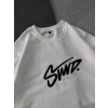 STW KABARTMA NAKIŞ BISIKLET YAKA OVERSIZE TSHIRT BEYAZ